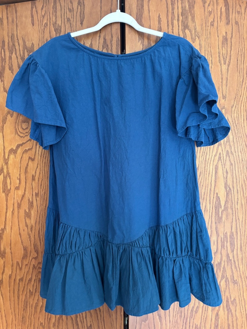 Free People Teal-Blue Ruffle Tiered Tunic
